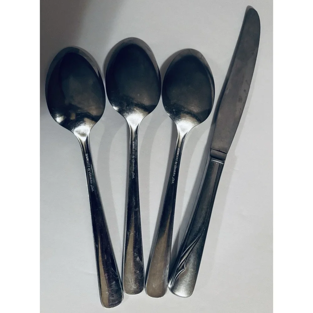 STAINLESS BY‎ ONEIDA LTD OCEANIC 3 Spoons 1 Butter Knife Flatware Lot